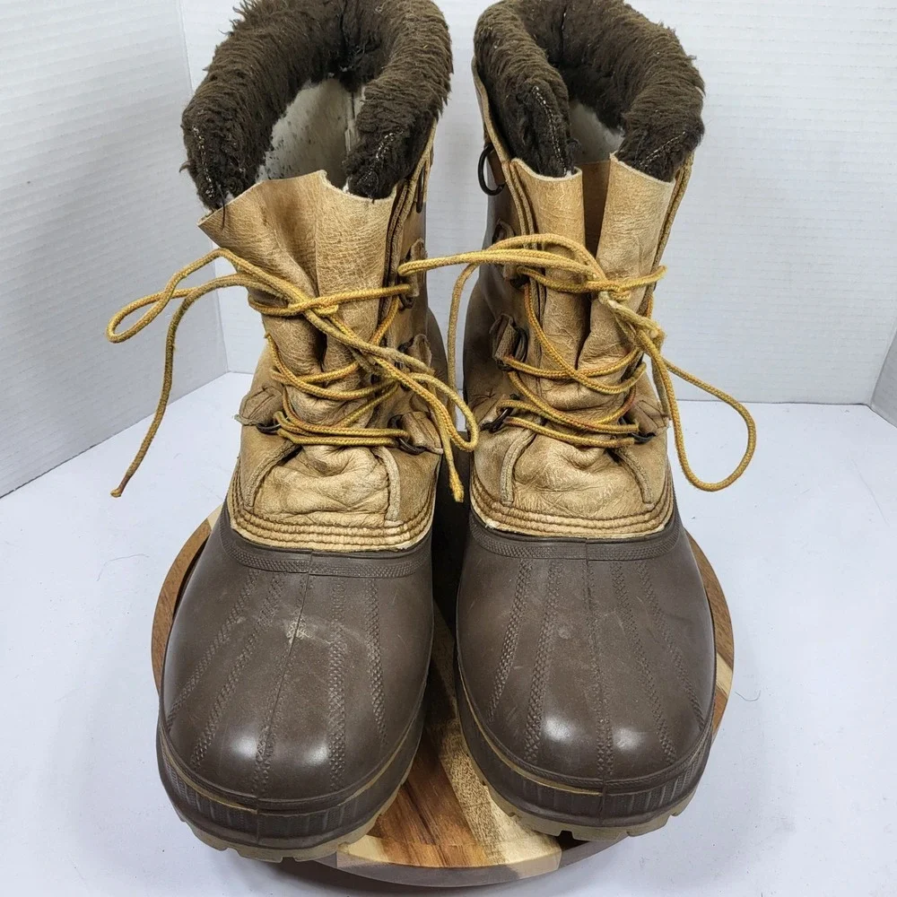 Sorel Red Deer Boots Mens 11 Brown Vintage Leather Steel Shank Made in USA